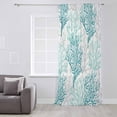 thumbnail image 3 of Teal Grey Coral Coastal Semi Sheer Curtains Drapes for Living Room, Bedroom, French Doors Window 84 Inches Long, Summer Beach Seaside Nautical Rod Pocket Chiffon Curtain Drapery Voile Drape Panel, 3 of 6