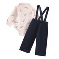 thumbnail image 6 of Bainana Kids Christmas Gentleman Outfit Set Long Sleeve Letter Print Shirt And Suspender Pants 2 Pieces Suit Set Infant Boys Girls Breathable Active Wear, 6 of 9
