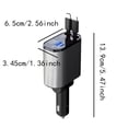 thumbnail image 2 of Cargador de coche retráctil, cargador rápido de teléfono para coche 4 en 1 de 120W, 2 cables retráctiles y cargador de coche USB, Compatible con iOS, Galaxy, 2 of 5