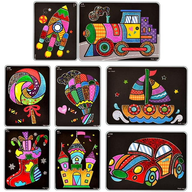 Dibujos animados creativos DIY Transferencia Pintura Manualidades para niños Juguetes de artes y manualidades para Transporte