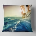 thumbnail image 2 of Designart Sepia toned Yacht Sailing in Sea - Seashore Throw Pillow - 18x18, 2 of 5