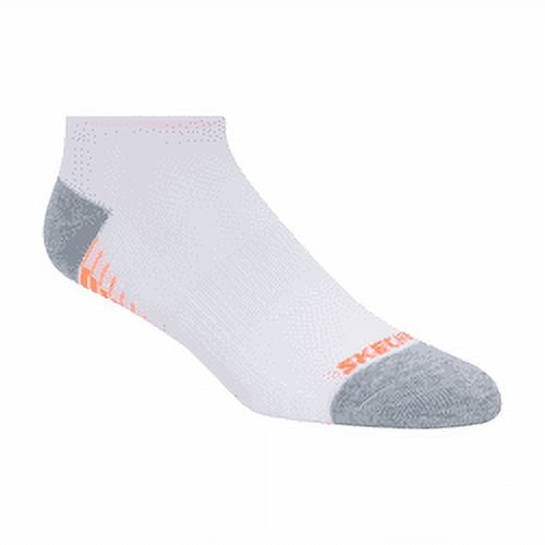 Skechers Kids Girls' 6 Pack 1/2 Terry Low Cut Socks, White/Grey, 9-11