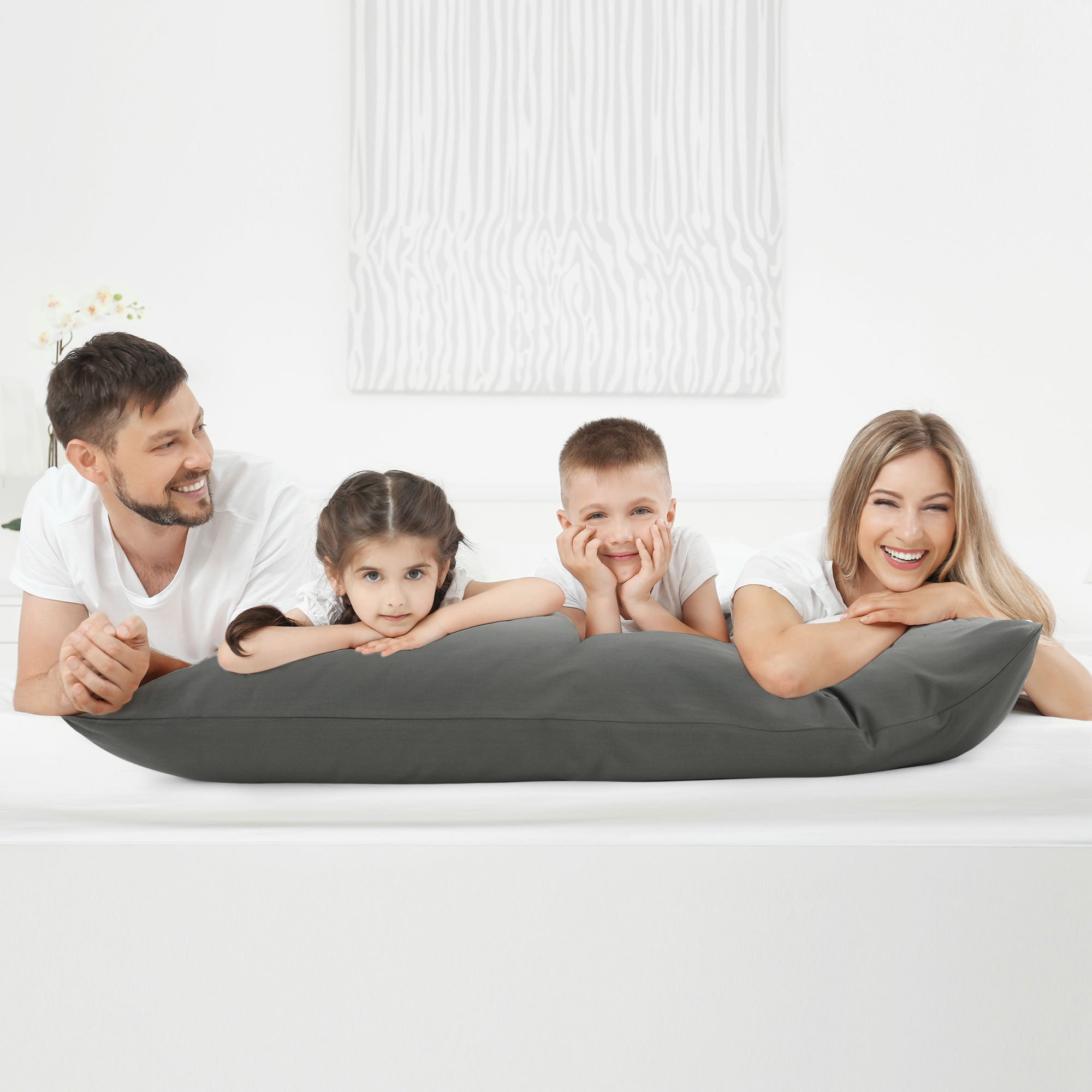 Unique Bargains Cotton Zipper Closure Breathable Body Pillowcase Dark Gray 20"x48"