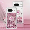 thumbnail image 2 of for Google Pixel 8 Luxury Glitter Case for Women Girls, Sparkle Flowing Clear Quicksand Soft TPU Liquid Case Cover with Bling Diamond Ring for Pixel 8 -Rose Gold, 2 of 7