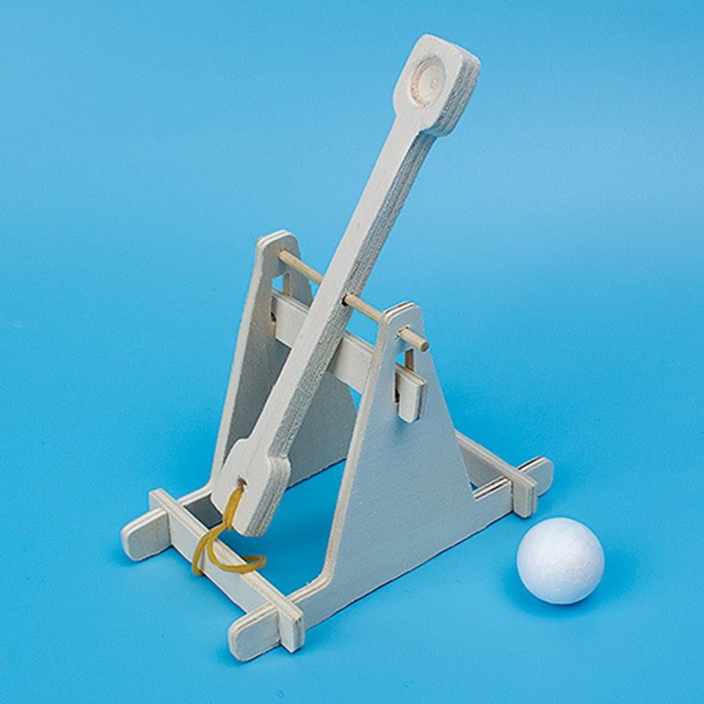 Kids Wooden Trebuchet Catapult Model Kit Science Experiment Educational Toys 