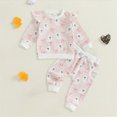 thumbnail image 2 of YIWULA Toddler Baby Girl Halloween Outfit Pumpkin Crewneck Sweatshirt Long Sleeve Shirt Pants Newborn Fall Clothes(18-24 Months,Pink), 2 of 6