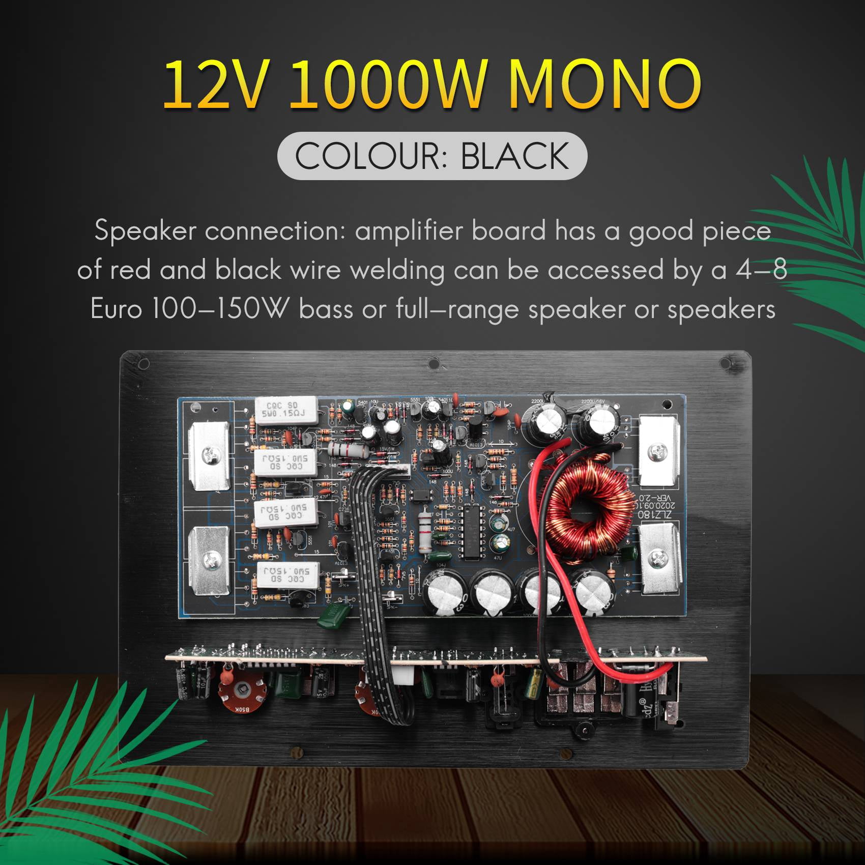 12V 1000W Mono Car Audio Power Amplifier Powerful Bass Subwoofers Amp PA80D