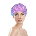thumbnail image 3 of Kll Multicolor Glitter Pattern Shower Cap & Bath Cap For Women,Reversible Oversized Waterproof Shower Caps For All Hair Lengths,Elastic Reusable Bathing Hair Cap, 3 of 9