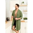 thumbnail image 4 of MAYFISH 100% Cotton Mens Lightweight Robe Summer Short Sleeve Bathrobe Soft Knee Length Robe with Pockets (Loden Frost, 2XL), 4 of 6