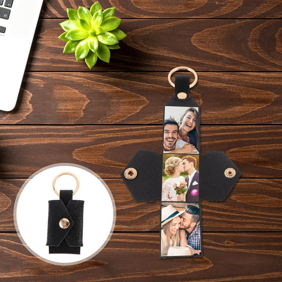 CATIEBYE Black Photo Keychain with Ring for Hanging Keys and Bag Pendant