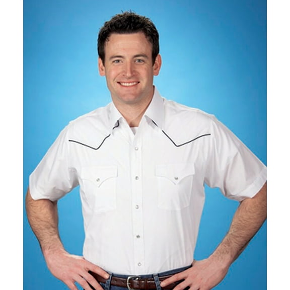 Ely & Walker Mens Solid White Western Shirt S/S Poly/Cotton XL