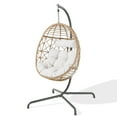 thumbnail image 6 of Ulax Furniture Hanging Chair Indoor Outdoor Wicker Basket Swing Hammock Egg Chair With Stand and Cushions For Patio Living Room, 6 of 7