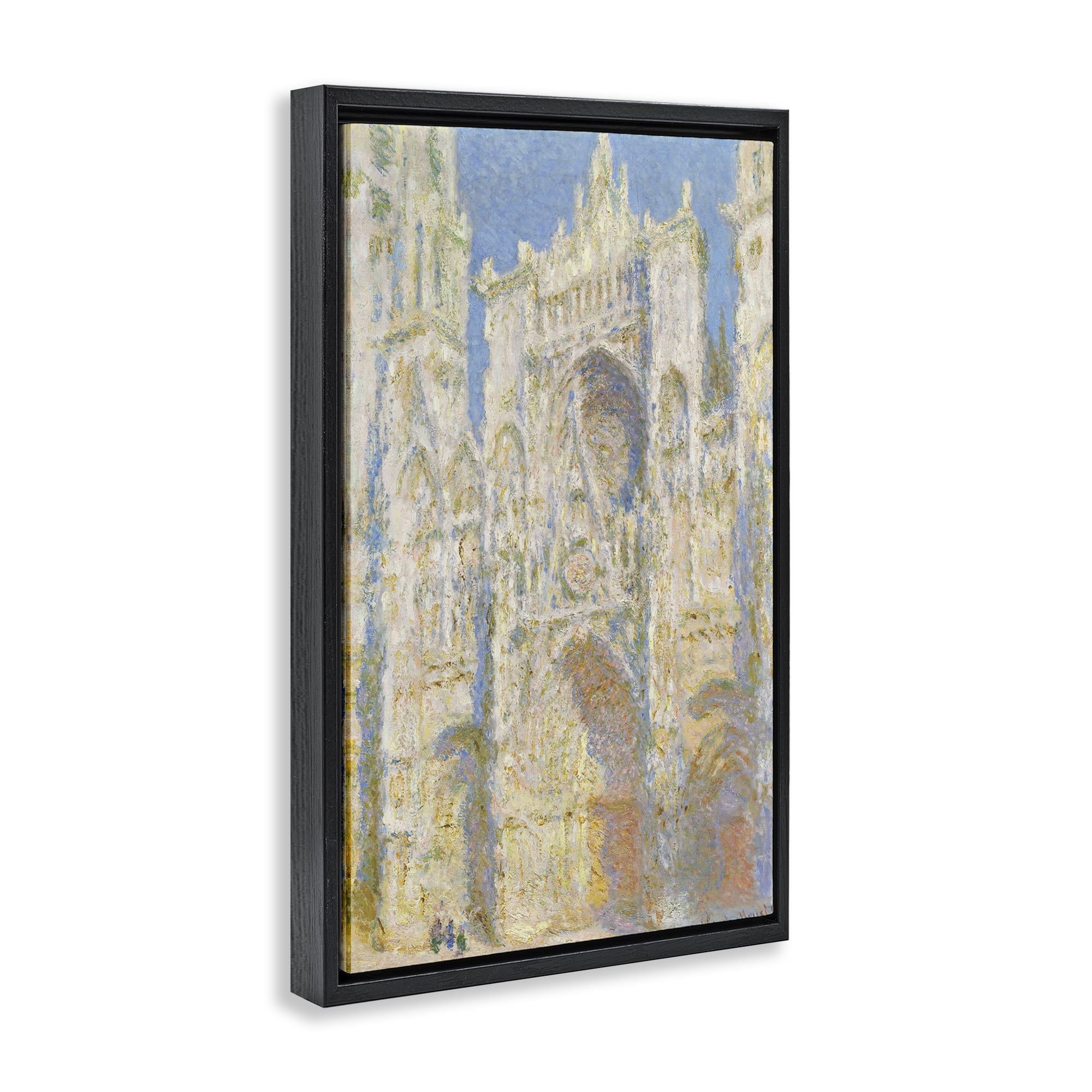 Stupell Industries Classic Monet Cathedral Façade Buildings & Architecture Painting Black Floater Framed Canvas Art Print Wall Art, 17 x 25