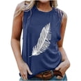 thumbnail image 1 of Camiseta sin mangas con estampado de plumas para mujer, blusa sin mangas gráfica divertida para playa de verano para niñas adultas Pompotops  lopia991187, 1 of 6