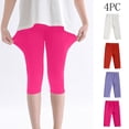 thumbnail image 4 of TEAJOPSUU 2-13Y Girls Capri Leggings 4 Pack Stretchy Cropped Tights Soft Yoga Pants for Kids Teens Leisure Wear,White,Red,Purple,Hot Pink, 4 of 9
