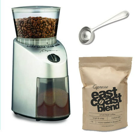 Capresso 560.04 Infinity Conical Burr Grinder w/ Capresso Grand Aroma Whole Bean Coffee (8.8oz) + Hic Coffee