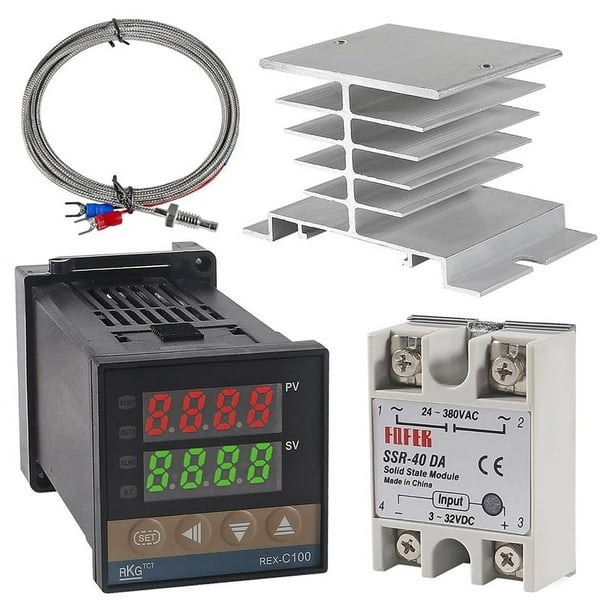 Controlador de Temperatura PID -C100 Kit Termostato Alto Voltaje 100ACV A 240ACV+Relé SSR 40DA+ Sonda K