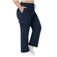 thumbnail image 2 of Bzhegqhd Plus Size Woman Fashion Solid Color Elastic Waist Pockets Pants, 2 of 8