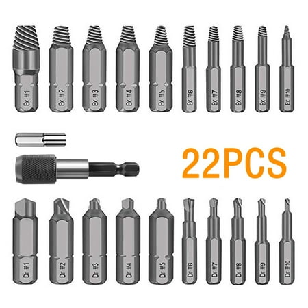 

Mittory Damaged Screw Extractor Remove Set Broken Screw Or Bolt Stripped Remover 22PCS