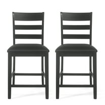 Noble House Woodbine Wood Upholstered Counter Stools, Set of 2, Black