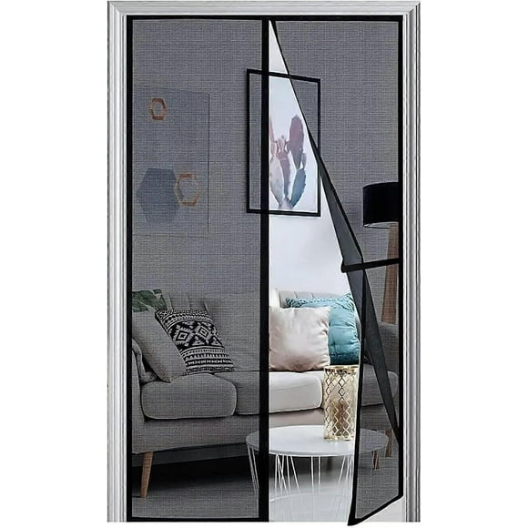 Mosquito Net Door 120x220cm, Magnetic Screen Door Window Upgrade 2024, Anti Fly for Hallways, Doors, Patio Easy to Install Seal, Black