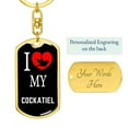 thumbnail image 3 of Cockatiel Bird Lover Keyring Keychain Stainless Steel or 18k Gold, 3 of 8
