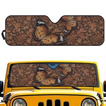 Uorisanigo Butterfly Print Windshield Sunshade for 2018-2025 Jeep Wrangler JL & 2/4 Door 4XE & 2020-2025 Jeep Gladiator JT Car Sun Shade Sun Visor Blocks UV Rays and Keep Vehicle Cool