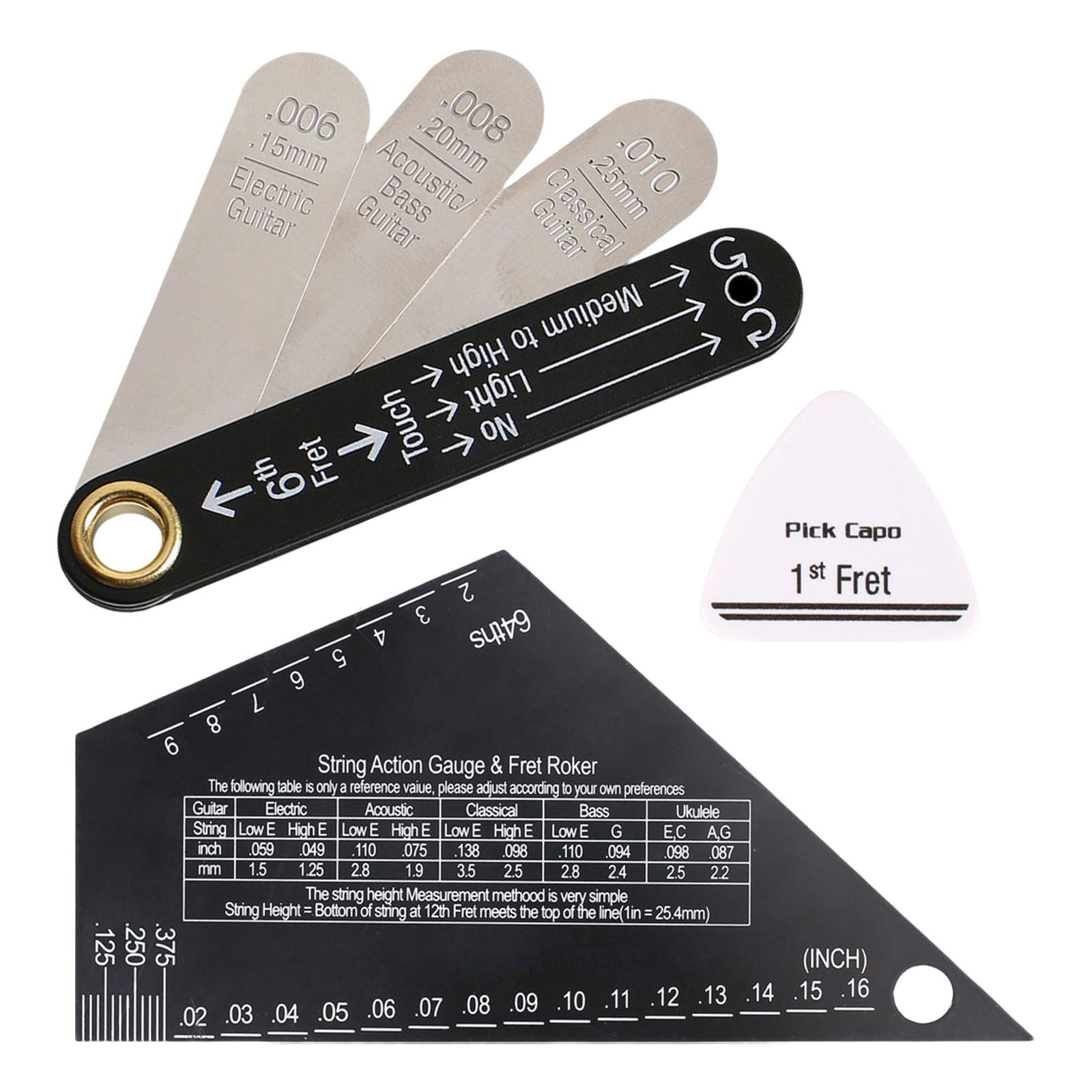 3 Pack Guitar String Ruler Luthier Gauge Kit Stainless Steel Accessories for Technicians and Instrument Repair