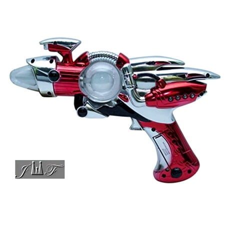 Laser Time JEWELS FASHION Light- Up Toy Gun - Red Or Blue Laser Space Gun Blaster Toy -Noise Making -Super Spinning -11 1/2 Inch- for Children, Play Time, Pretend, Parties, (RED) ()