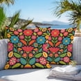 thumbnail image 3 of Boho Flower Outdoor Pillow Covers 16x16 Inch Throw Pillow Covers Set of 2 Waterproof Decorative Pillow Cases Red Blue Yellow Colorful Mexico Tribal Cushion Covers for Patio Furniture Garden Couch, 3 of 8