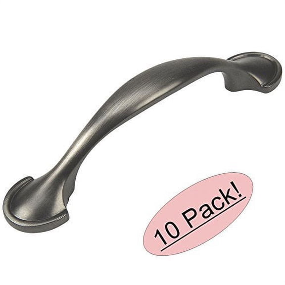 Cosmas 6632AS Antique Silver Cabinet Hardware Handle Pull - 3" Inch (76mm) Hole Centers - 10 Pack