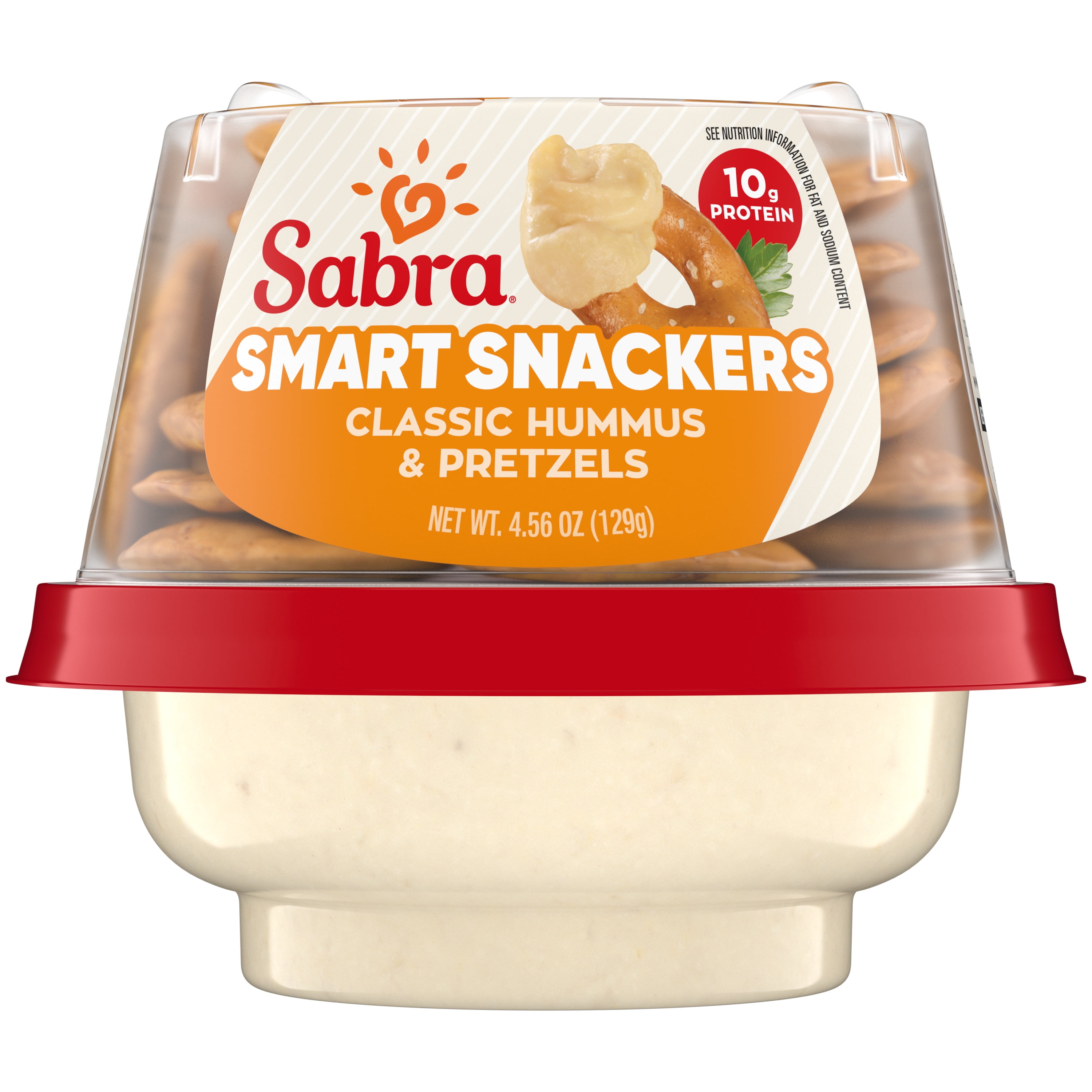 Sabra Smart Snackers Classic Fresh Hummus Dip with Pretzels, Non-GMO, Gluten Free, Vegan On-the-Go Hummus, 4.56oz Cup (1 Count)