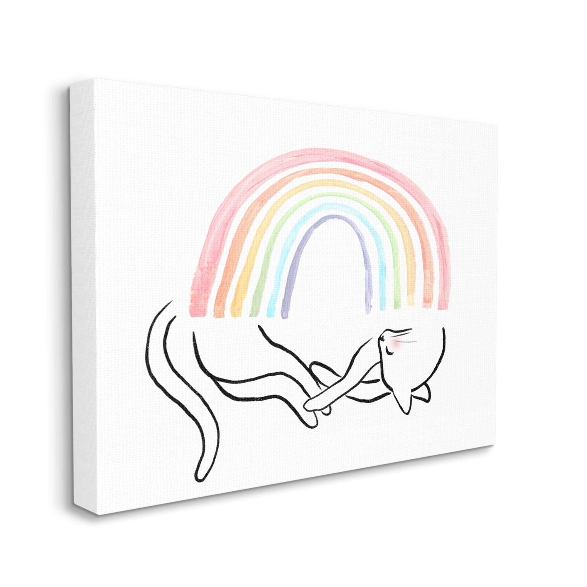Stupell Industries Sleeping Cat Rainbow Pet Animals & Insects Painting Gallery Wrapped Canvas Print Wall Art