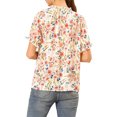 thumbnail image 3 of NOMADIC NOOK Women's 2 Packs Floral Ruffled Short Sleeve Ruffle Neck Casual Blouses, 3 of 7