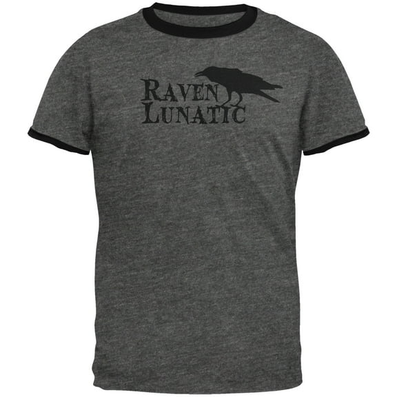 Old Glory Mens Halloween Raven Lunatic Short Sleeve Graphic Ringer T Shirt