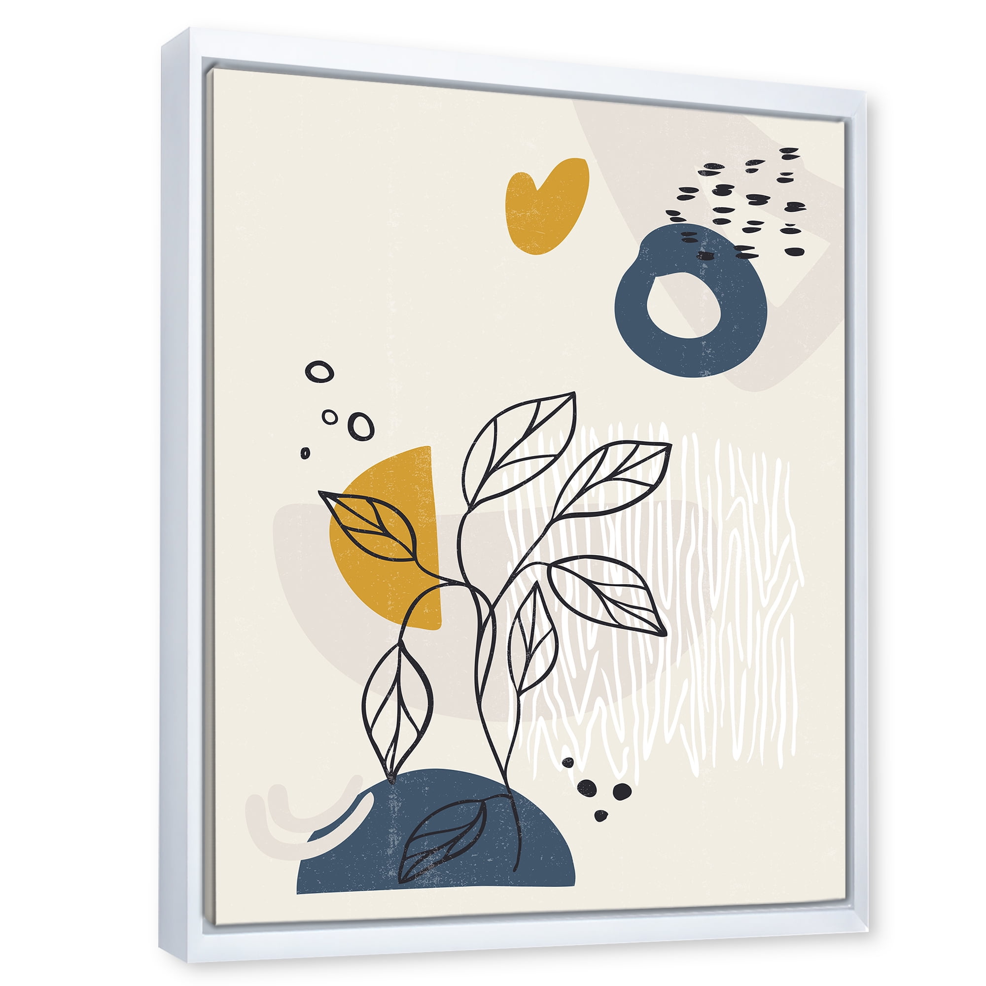 Designart 'Ancient Boho Art Minimalistic Flowers II' Modern Framed Canvas Wall Art Print