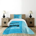 thumbnail image 4 of Ambesonne Inspirational Quilted Bedspread Set 2 Pcs, Parents Love Text, Twin Size, Turquoise Blue Black, 4 of 5