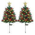 thumbnail image 4 of Shoreew 23 Inch Lighted Artificial Christmas Urn Filler Pre-lit Xmas Pine Tree with Cones Red Berries Tripod Stake And LED Light Outdoor Porch Planter Filler for Holiday Decor, 4 of 7