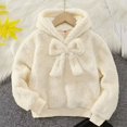thumbnail image 7 of HCYSFG Girls Solid Color Bowknot Hoodies Long Sleeve Sweatshirt Heavyweight Fall Winter Daily Loose Fit Pullover Top, 7 of 7