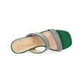 thumbnail image 5 of BLISSFUL STEP Women's Shoes Rhinestone Chunky Heel Square Toe Slide Sandals Green 7.5, 5 of 8
