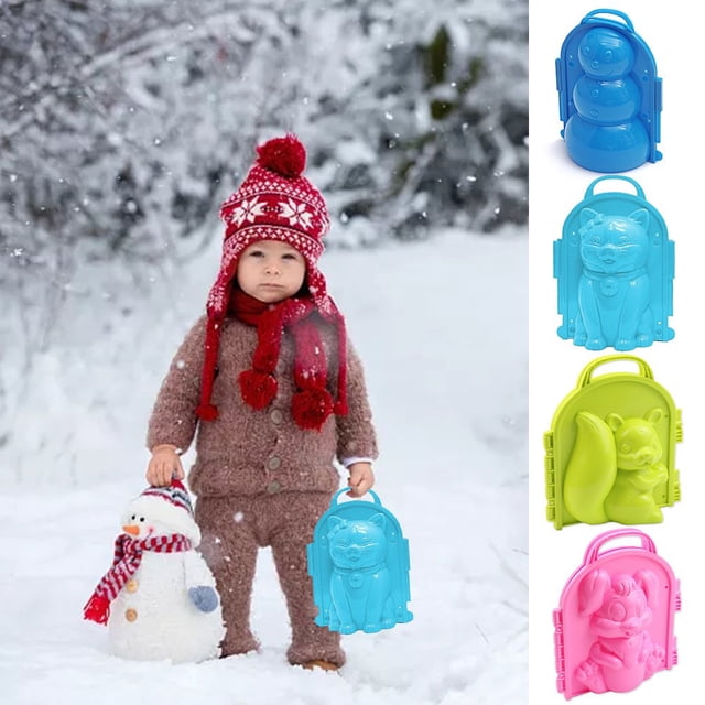 Cartoon Snow Mold for Children Plastic Rabbit Snowman Cat Squirrel Shaped Snowball Maker Clip Winter Snow Mold Outdoor Sand Mold Tool Creative Toy for Kids Adults Outdoor