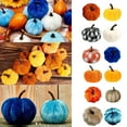 thumbnail image 3 of Simulation Flannel Pumpkin Decoration Halloween Colorful Cloth Pumpkin Decor Champagne, 3 of 8