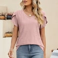 thumbnail image 5 of Fashion Womens Casual Solid Color V Neck Short Sleeve Tops Loose Blouses, 5 of 9