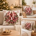 thumbnail image 6 of Zznnkj Christmas Wreath Pillow Cover Linen 18x18 Decorative Cushion Case for Sofa Bedroom Winter Holiday Party Decor, 6 of 7