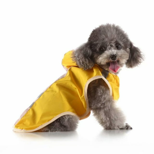 Dog Reflective Raincoat with Hood Harness Hole, Waterproof Slicker Poncho for Small Medium Dogs and Puppies, 2XL, Yellow