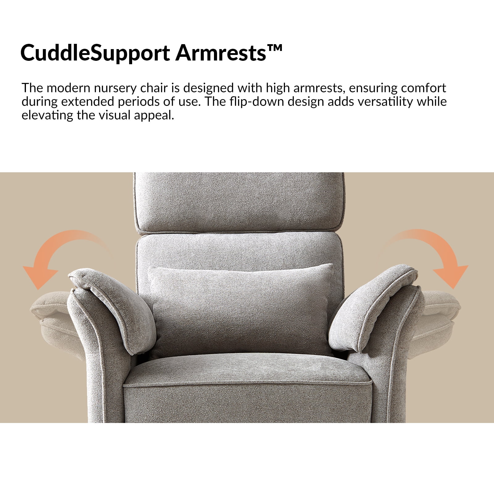 Nursery Recliner Chair Electric Power Glider Swivel Rocking with USB, Waterproof Stain-resistant, Gray