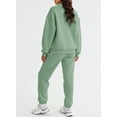 thumbnail image 6 of SHEWIN Women's Sweatsuits Lounge Sets Fleece Lined Long Sleeve Pullover Long Sweatpants Two Piece Outfit Tracksuit Jogger Set Green XL, 6 of 9