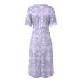 thumbnail image 4 of vigerkar Summer Dresses for Women Short Sleeve V Neck Casual Plus Size Midi Dress Purple, XL, 4 of 7
