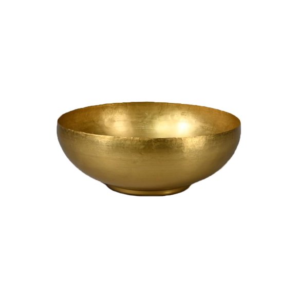 Serene Spaces Living Antique Brass Decorative Bowl for Floating Candles, Flowers, Potpourri, Catchall for Entryway, Dining Table Centerpiece, Home Décor, 4.75" Ta