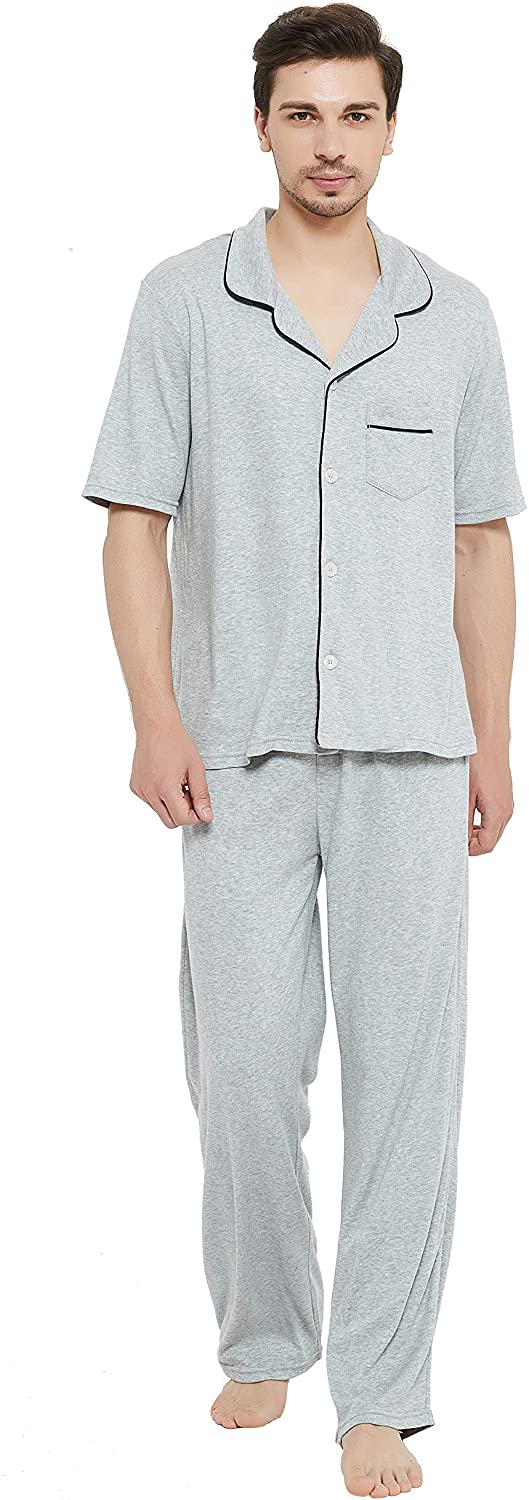 Mens Cotton Pajama Set, Soft Short 